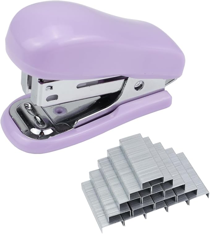 Mini Desktop Stapler Set,20 Sheet Capacity,Includes Built-in Staple Remover and 750PCS No.12 Staples,Small Cute Stapler for Office and School Supplies (Purple)