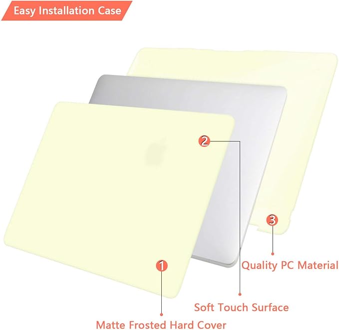 CISSOOK Matte Yellow Case for MacBook Pro 13 Inch 2022 2021 2020 Release M2 A2338 M1 A2251 A2289 Model, Hard Shell Case with Keyboard Cover & Screen Protector for Pro 13.3" Touch Bar, M2 Mellow Yellow