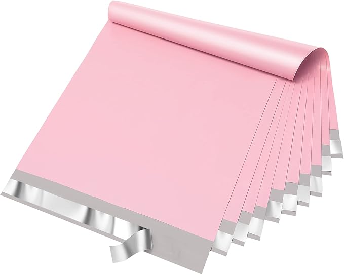 Fuxury Poly Mailers 14.5x19 Inch 50pc Shipping Bags for Small Business Mailing Envelopes for Clothing,Self Seal Shipping Envelopes Waterproof Poly bags Durable Packaging Bags Light Pink