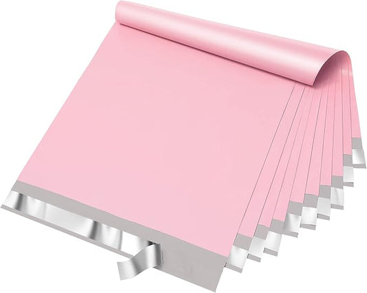 Fuxury Poly Mailers 14.5x19 Inch 50pc Shipping Bags for Small Business Mailing Envelopes for Clothing,Self Seal Shipping Envelopes Waterproof Poly bags Durable Packaging Bags Light Pink
