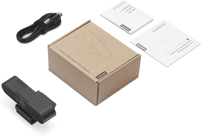 Lenovo HD 1080p Webcam (510 FHD)- Black w/ 4X Digital Zoom, 95° Wide Angle, 360° Rotation Pan & Tilt, Dual Microphones & Windows Hello