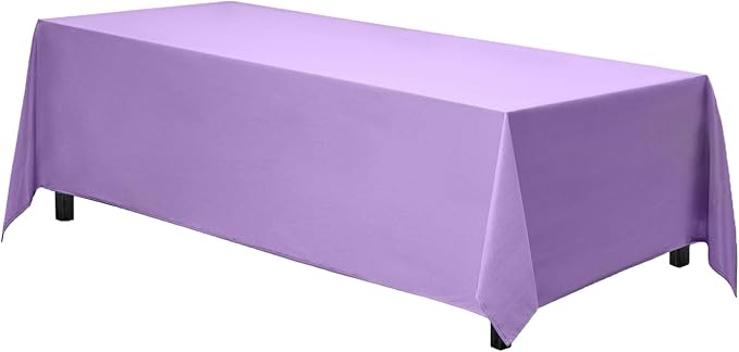 Gee Di Moda Rectangle Tablecloth - 90 x 132 Inch Lavender Table Cloth for 6 Foot Table with Floor-Length Drop - Heavy Duty Washable Fabric - 6 Ft Buffet Table, Holiday Party, Wedding & Baby Shower
