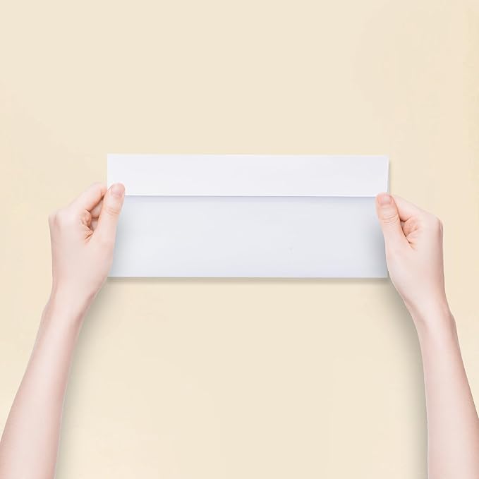 Yeplan 500PCS #10 Envelopes Letter Size Self Seal Business Envelopes No Window Security Mailing Envelopes Size 4-1/8 x 9-1/2 Inch - White 24LB Paper