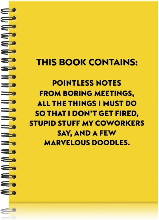 Pointless Notes from Boring Meetings Funny Yellow Golden Spiral Notebook, Humorous Office Gifts, Gag Gifts for Coworkers, Funny Office Sarcastic Gifts for Coworkers,Team Members, Employees