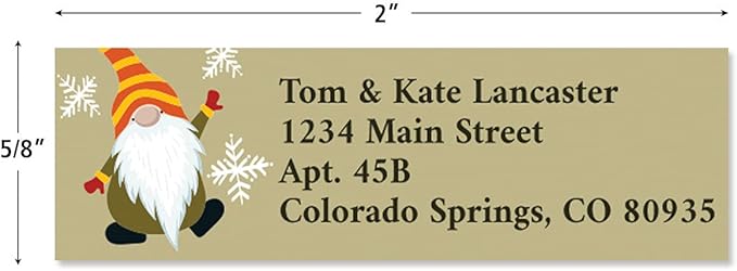 Christmas Gnomes Personalized Return Address Labels – 6 Designs, Set of 240, Small, Self-Adhesive, Flat-Sheet Labels, by Colorful Images