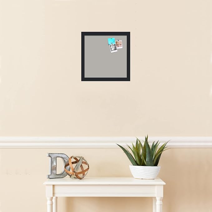 PinPix 12x12 Inch Cork Bulletin Board. This Decorative Framed Pin Board Comes with Dark Stone Design and a Satin Black Frame. Ideal for Home Office Decor or Message Board (PinPix-1808)