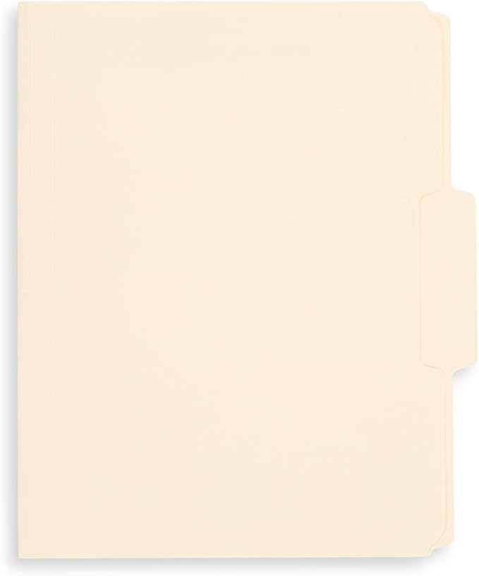 50 Manila Fastener File Folders - 1/3 Cut Reinforced Tab - Durable 2 Prongs Bonded Fastener Designed to Organize Standard Medical Files, Law Client Files, Office Reports - Letter Size, Manila, 50 Pack