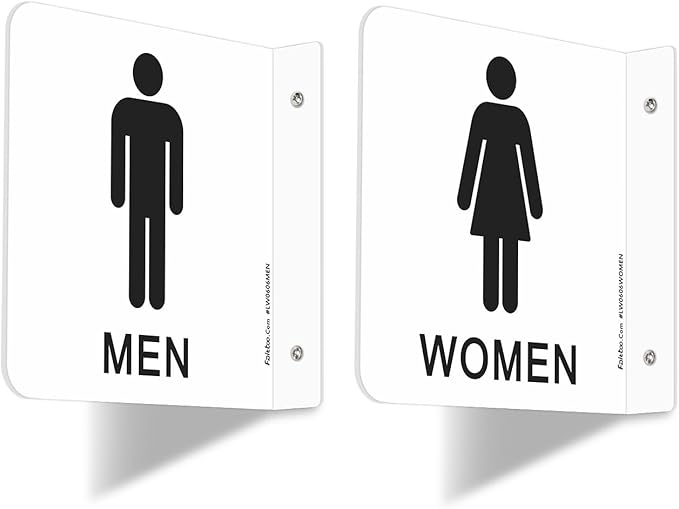 Faittoo Restroom Sign, Bathroom Signs, 2 Pack 6 x 6 Inches Acrylic Sign, for Office or Business Bathroom and Toilet Door or Wall Decor, Indoor Outdoor Use (Men and women Set)