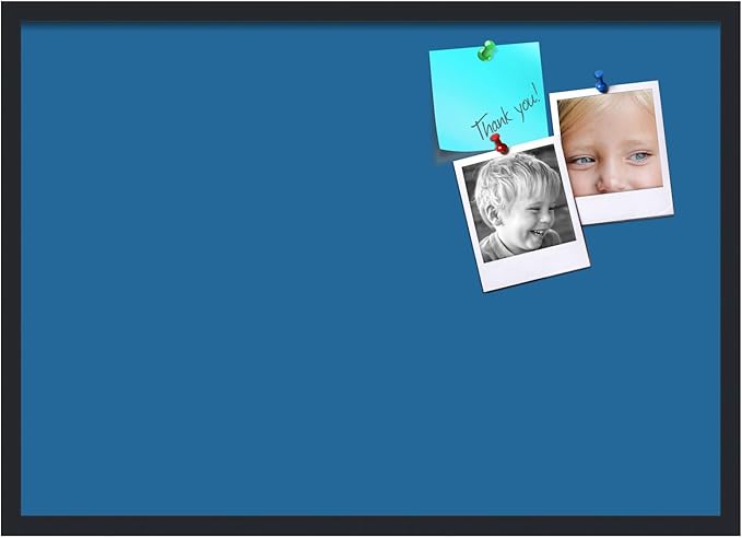 PinPix 34x24 Inch Cork Bulletin Board. This Decorative Framed Pin Board Comes with Navy Pastel Design and a Satin Black Frame. Ideal for Home Office Decor or Message Board (PinPix-1811)