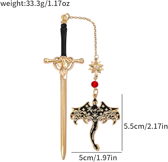 Fantasy Dragon Leather Corner Bookmark, Elegant Metal Dragon Charms Leather Page Saver, Chic Book Accessory for Bookworms, Great Gift for Dragon & Book Lovers (Dragon Sword D)