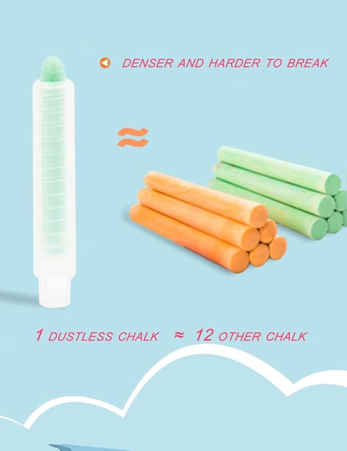 Non-toxic Dustless Chalk With Holder for Kids Colored Chalk Whiteboard Art Tool for Blackboard Kids Children Drawing Writing,24PCS