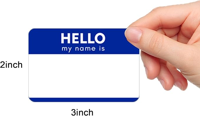 Zacool 480 Pcs Name Tag Stickers (3"x 2") Blue Hello My Name is Stickers Identification Badges, Easy Peel and Stick Name Tags for Themed Party, Family, Home, School, Office, Conferences