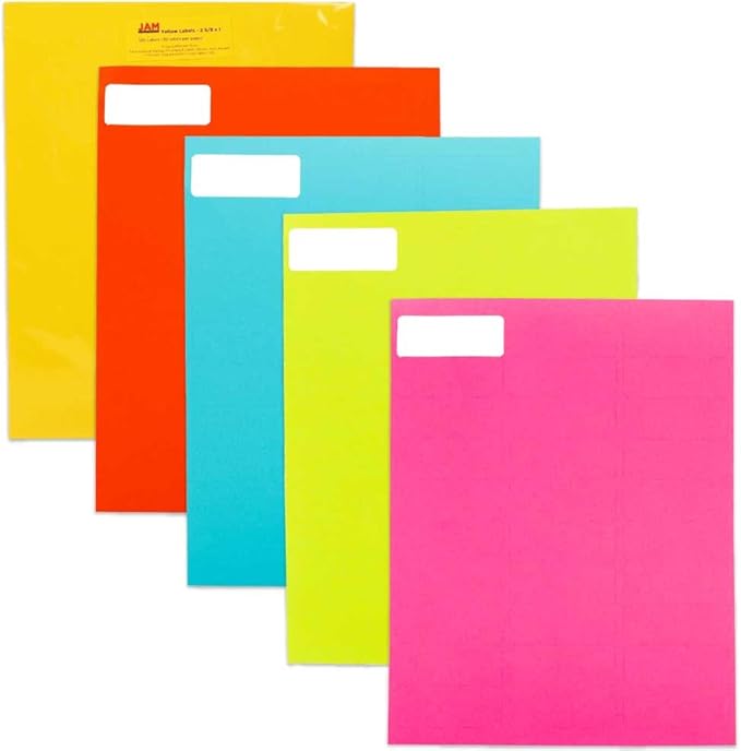 JAM PAPER Return Address Labels - Standard Mailing - 1 x 2 5/8 - Assorted Bright Colors - 600 Shipping Labels/Pack