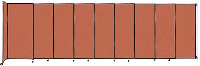 Wall-Mounted Sliding StraightWall Room Divider | Adjustable Widths | Locking Wheels | Room Separator | Up to 19'9" Wide x 6' Tall Papaya Fabric Panels