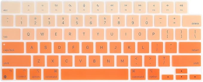 Batianda Premium Gradient Color Keyboard Cover for New MacBook Pro 14'' Pro 16'' 2024 2023 M4 M3 M2 M1 Pro/Max Chip & New MacBook Air 13 15 inch Soft-Touch Silicone Protective Skin,Gradient Orange