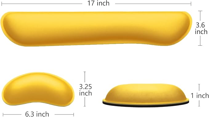 Dapesuom Enlarge Keyboard Wrist Rest, Memory Foam Wrist Cushion for Desk Mats Support, Cute Typing Pain Relief Keyboard Mouse Pad Rests Set with Non-Slip Base for Gaming Laptop Office, Apricot Yellow