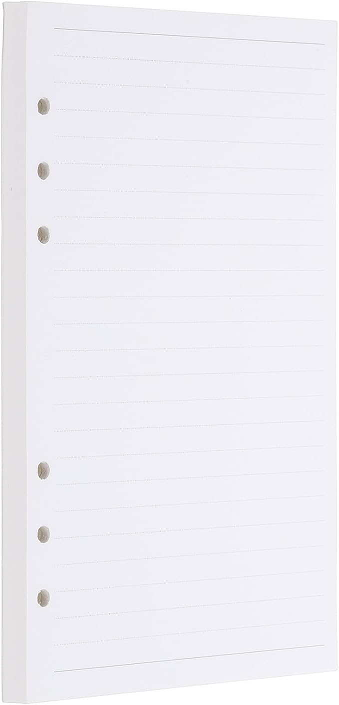 PATIKIL A5 Ruled Refills Inserts 6-Ring Binder Loose Leaf Planner Filler Paper Planner Inserts, 80 Sheets/160 Pages, Lined, White