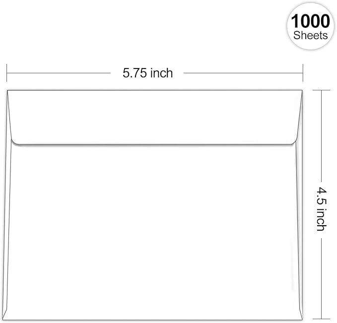 1000 Pack White A2 Envelopes Self Seal, Goefun Printable 4.5x5.75 Envelopes for Invitations, Weddings, Baby Showers, Photos, Postcards, Greeting Cards, Mailing, Graduations