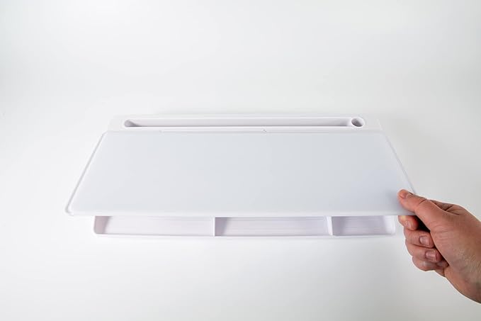 Glassboard Studio Glass Dry Erase Doodle Tray for Desktop Office Supply Storage - Marker and Eraser Included (8 Markers, White)
