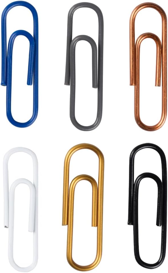 JAM PAPER Colorful Standard Paper Clips - Regular 1 Inch Paperclips - Business Assortment - 6 Packs of 100