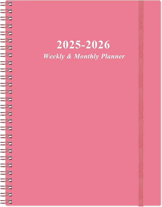 Planner 2025-2026 - Academic Planner 2025-2026 from July 2025 to June 2026 with 12 Monthly Tabs, Flexible Cover, Inner Pocket, 8.5" x 11", Pink