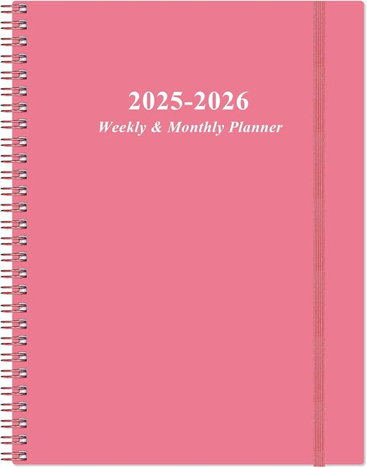 Planner 2025-2026 - Academic Planner 2025-2026 from July 2025 to June 2026 with 12 Monthly Tabs, Flexible Cover, Inner Pocket, 8.5" x 11", Pink