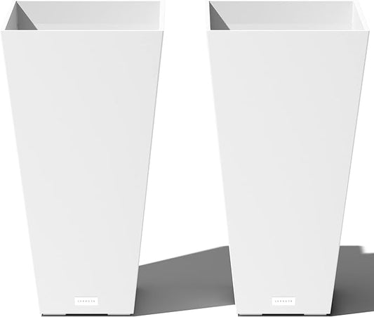 Veradek V-Resin Indoor/Outdoor Taper Planter, 2-Pack (26 inch, White)