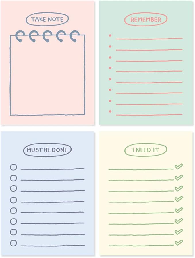 Monolike Memopad Sketch Planning Ver.2 design SET - 4 Packs, 4 Different Designs, 100 Sheets Per Pad, Total 400 Sheets, Note pads, Writing pads