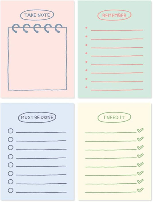 Monolike Memopad Sketch Planning Ver.2 design SET - 4 Packs, 4 Different Designs, 100 Sheets Per Pad, Total 400 Sheets, Note pads, Writing pads