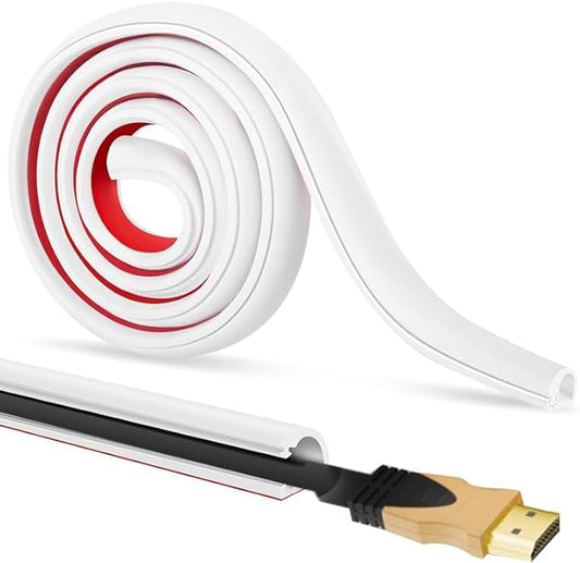 RPXRPXSide Open One Cord Cable Raceway Wire Cover for Cords, Our Cable Track is Best Suited for one Wire (Diameter <0.27"),Wire Raceway Management Cable Concealer Channel (White, 390in)