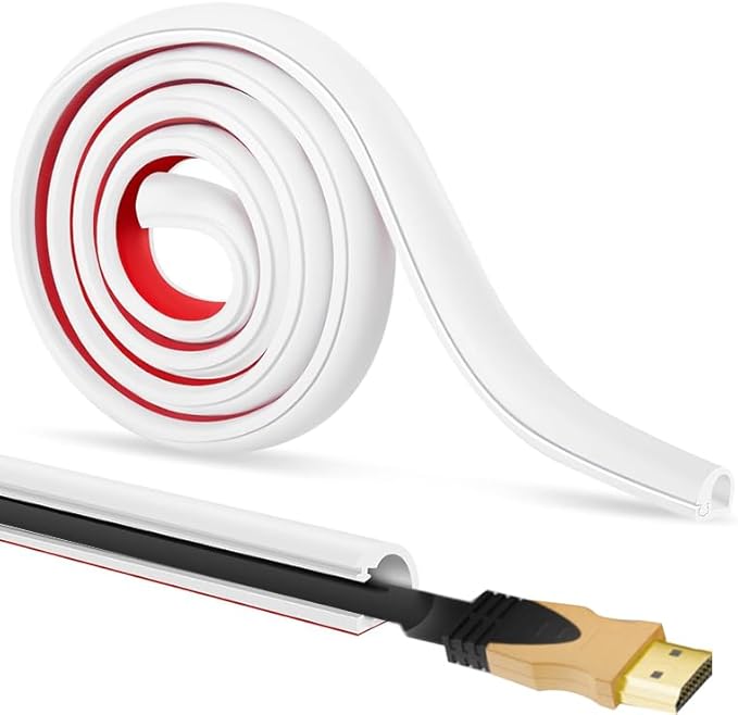 RPXRPXSide Open One Cord Cable Raceway Wire Cover for Cords, Our Cable Track is Best Suited for one Wire (Diameter <0.27"),Wire Raceway Management Cable Concealer Channel (White, 196in)