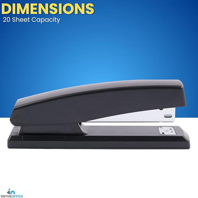1InTheOffice Office Stapler for Desk, Heavy Duty Desk Stapler, Black, 20 Sheets Capacity,2 Pack