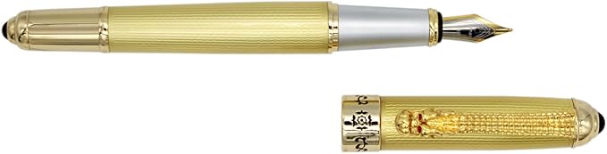 Gullor Fountain Pen with Ink Converter, Golden Dragon Clip, Executive Pen for Smooth Writing, Fine Nib, Gold