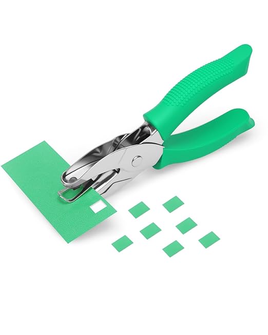 UCEC 1/6" Square Shape Hole Punch Metal Handheld Paper Punches for Crafting, Single Small Square Shape Hole Puncher School Supplies for Scrapbook DIY Craft Paper Tag in Home Office Classroom
