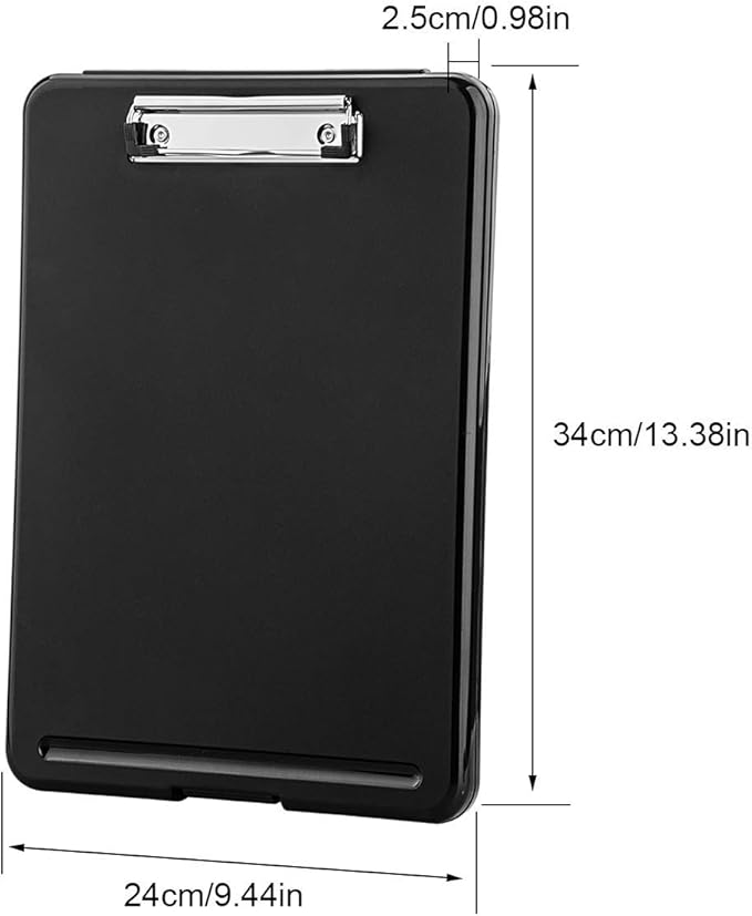 ZCZN Plastic A4 Form Storage Box Case, Clipboard Case, Suitable for School,Utility,Industrial Office, Medical Personnel,Black