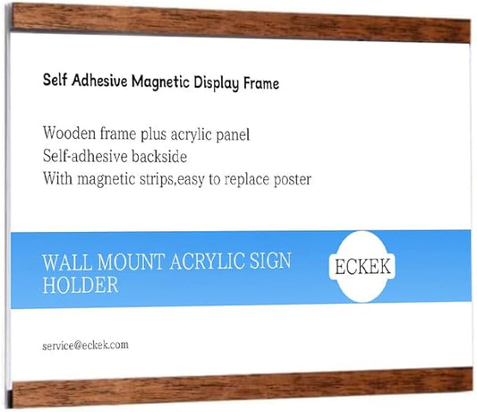Wall Mount Acrylic Sign Holder Self Adhesive Magnetic Display Frame Clear Document Frame for Office, Store, School, Home, Wall Picture Frame (Horizontal A4 210×297mm/8.27×11.69inches)