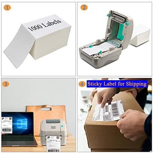 OausTect 4x6 Shipping Label 20000 Fanfold Labels for Rollo, Zebra Direct Thermal Printer, with Perforations - 20 Stack (20 Stack/20000 Labels)