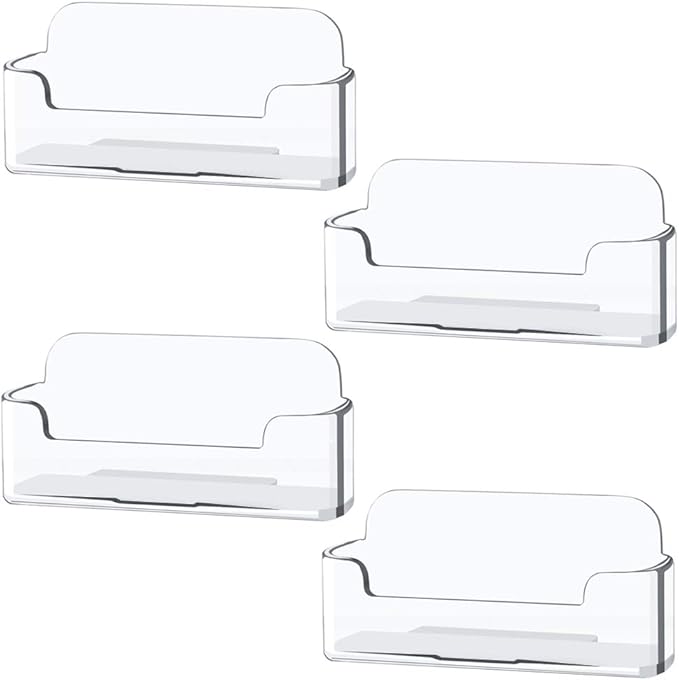 4 Pack Clear Plastic Business Card Holder,Acrylic Business Card Display for Desk Business Card Stand