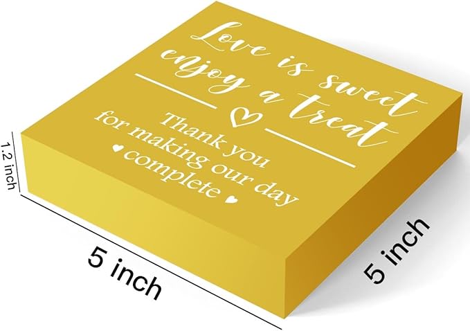 Rustic Wooden Box Sign - Wedding Party Dessert Table Decor - Square Desk Decor - Anniversary Yellow