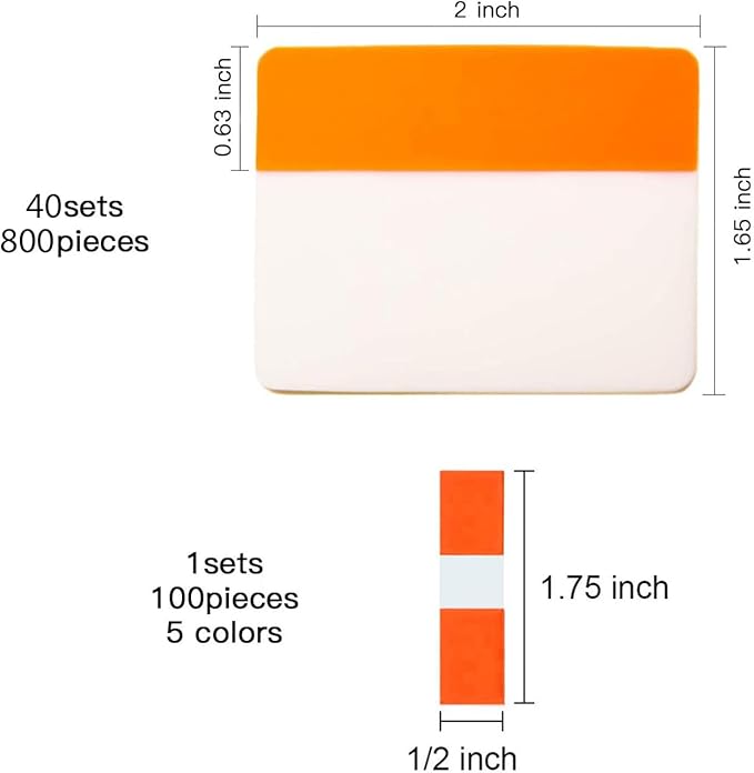 ELII 900 Pcs 2 Inch Sticky Index Tabs - Colorful, Writable & Transparent Book Tabs for Notebooks & Annotating