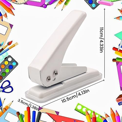 Single Hole Punch, 40 Sheets Punch Capacity Hole Puncher Heavy Duty Hole Puncher Single Small Hole Punch One Hole Puncher for Crafts Paper Cards Tags Scrapbook-1/4 inch Hole, White