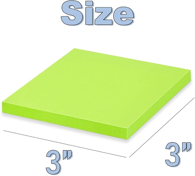 (40 Pads) Sticky Notes 3x3 in Post Bright Stickies Colorful Super Sticking Power Memo Pads, Strong Adhesive