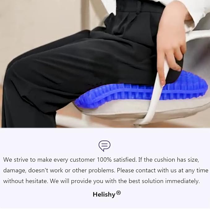 Gel Seat Cushion, Extra Large Breathable Honeycomb Gel Cushion, Absorbs Pressure Points Seat Cushion with Non-Slip Cover for Office Chair Home Cars Wheelchair (Extra Thick, Blue)