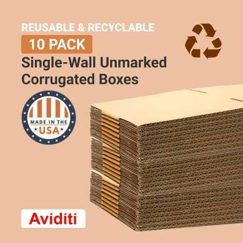 AVIDITI Shipping Boxes Large 24"L x 16"W x 12"H, 10-Pack | Corrugated Cardboard Box for Packing, Moving and Storage