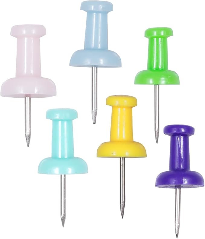 JAM PAPER Colorful Push Pins - Assorted Spring Colors Thumb Tacks - 600/Pack