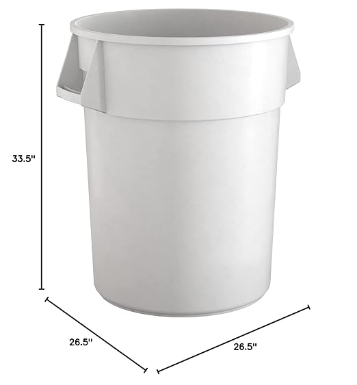 55 Gallon White Round Commercial Trash Can