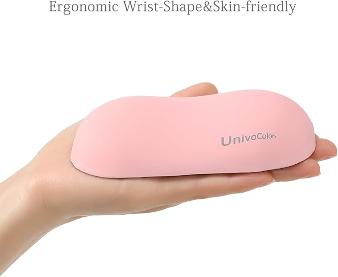 UnivoColors Design-Wave Wrist Rest, Artificial Sheepskin+Memory Foam+Ergonomic+Anti-Slip Gel, Resilience Support During Work and Gaming,Mouse Accessory,Pink
