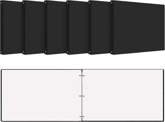 6 Pcs 11 x 17 3 Ring Binders Black 11" x 17" Round Ring Binders Large Folder for Pressboard Presentation, Reports, Proposals, Documents(0.5 Inch)