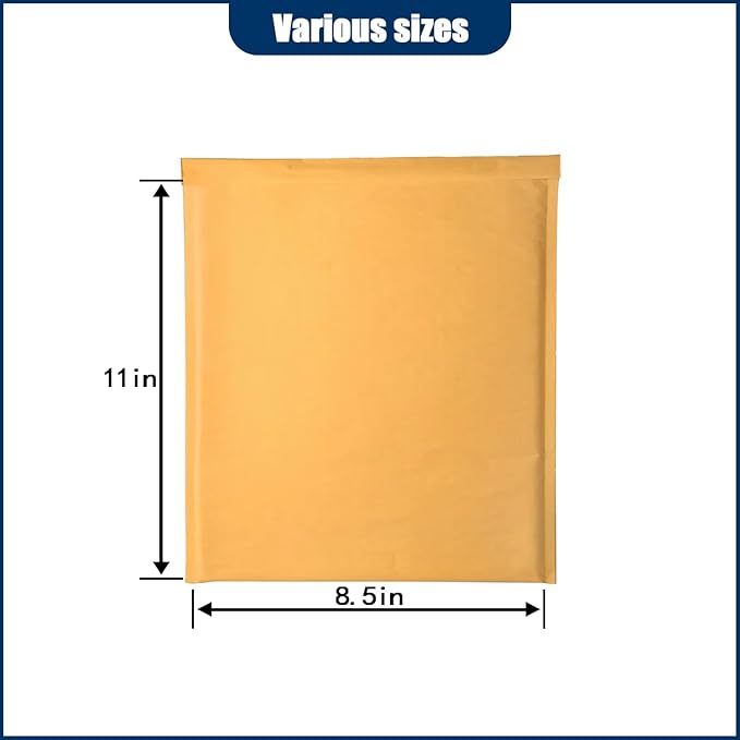 Natural Kraft Bubble Mailer Envelopes, Small Bubble Mailers 8.5x11 Inch, 50 Pack Padded Envelopes, Self-Seal Shipping Envelope,Tear-Resistant Mailing Envelope Padded