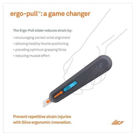 Slice Smart-Retract Utility Knife | Blade Automatically Retracts as Cutting Motion Finishes | Heavy Duty Box Cutter | Safe Ceramic Blade Lasting 11x Longer than Metal | 6 Pack